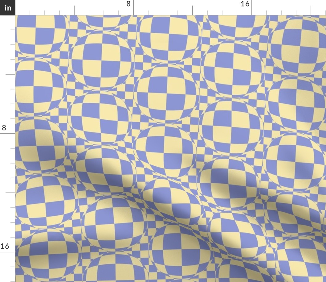 JP20  -  Medium  -   Bubbly Op Art Checks in  Yellow and Violet