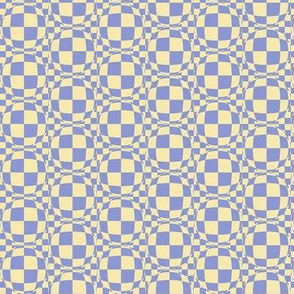 JP20  -  Small - Bubbly Op Art  Checks in  Yellow and Violet