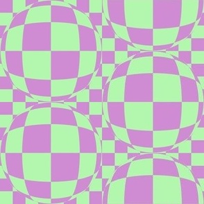 JP25  -  Medium -  Bubbly Op Art Checks in Lilac and Limey Mint