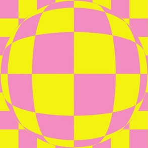 JP26  -  Large  -  Bubbly Op Art  Checks in Snarky Yellow and Savvy Pink