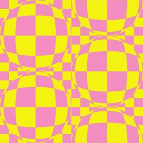 JP26  - Medium  -  Bubbly Op Art Checks in Snarky Yellow and Savvy Pink