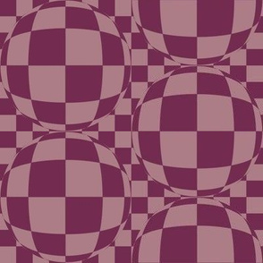 JP27  - Medium  - Bubbly Op Art Checks in Two Tones of  Rustic Raspberry