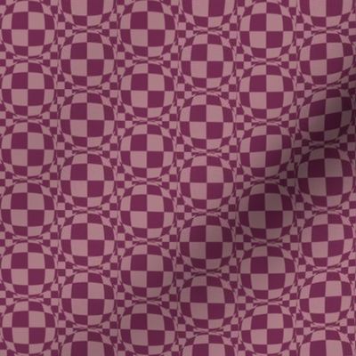JP27  -  Bubbly Op Art Checks in Two Tones of  Rustic Raspberry