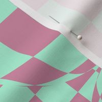 JP28  -  Large Scale - Bubbly Op Art  Checks in Creamed Raspberry and Minty Green