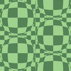 JP30 - Medium Scale - Bubbly Op Art  Checks in Two Tone Green