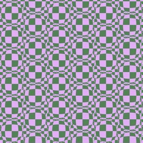 JP30 -  Small Scale - Bubbly Op Art Checks in Lilac and Green 