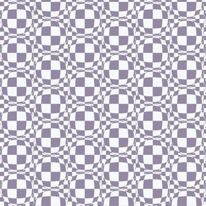 JP35 -  Small Scale - Bubbly Op Art Checks in Nearly White Violet Pastel and  Violet Blue