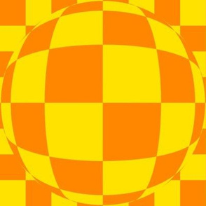 JP36 - Large Scale - Bubbly Op Art  Checks in  Lemon Yellow  and Orange