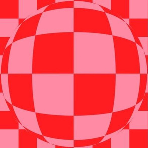 JP37 - Large - Bubbly Op Art Checks in Scarlet Red and Pink