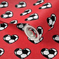(small scale) soccer ball hearts - red - LAD20