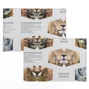 Wild Cats Cut & Sew Face Masks - lions, tiger, cougar, panther