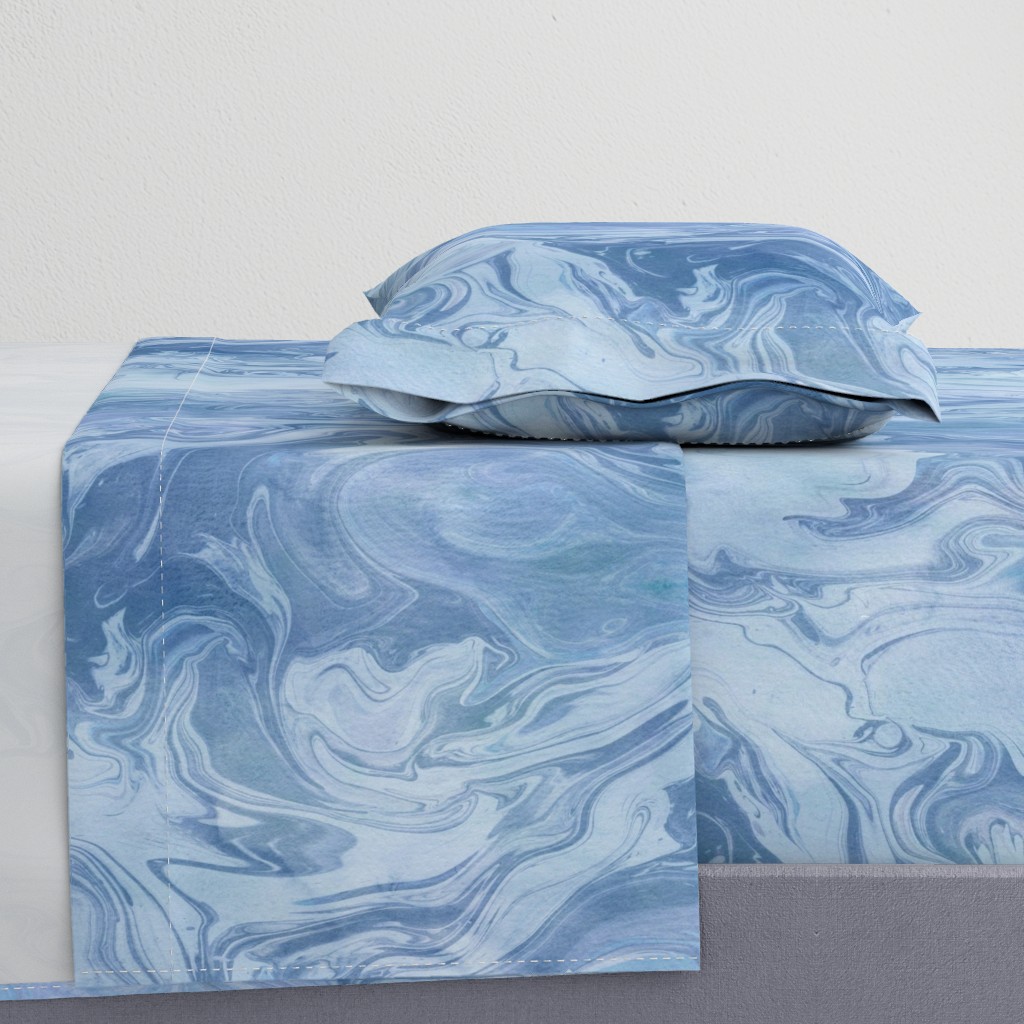 Cool blue marbling Number 1 - large scale