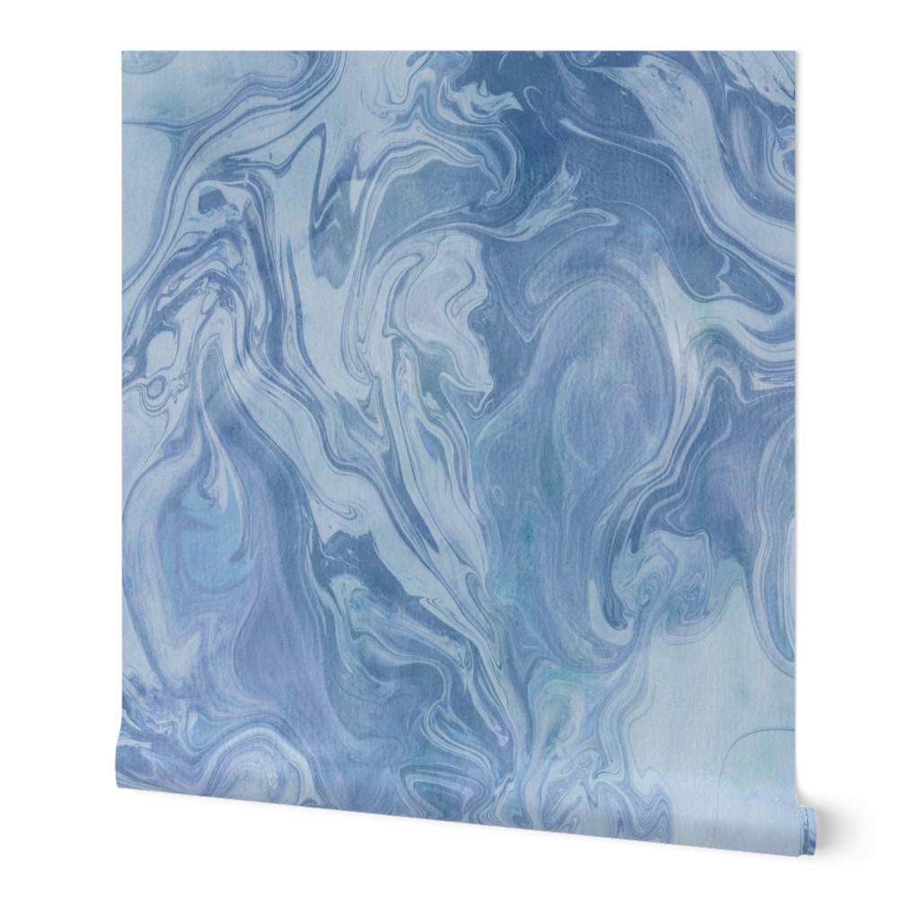 Cool blue marbling Number 1 - large scale