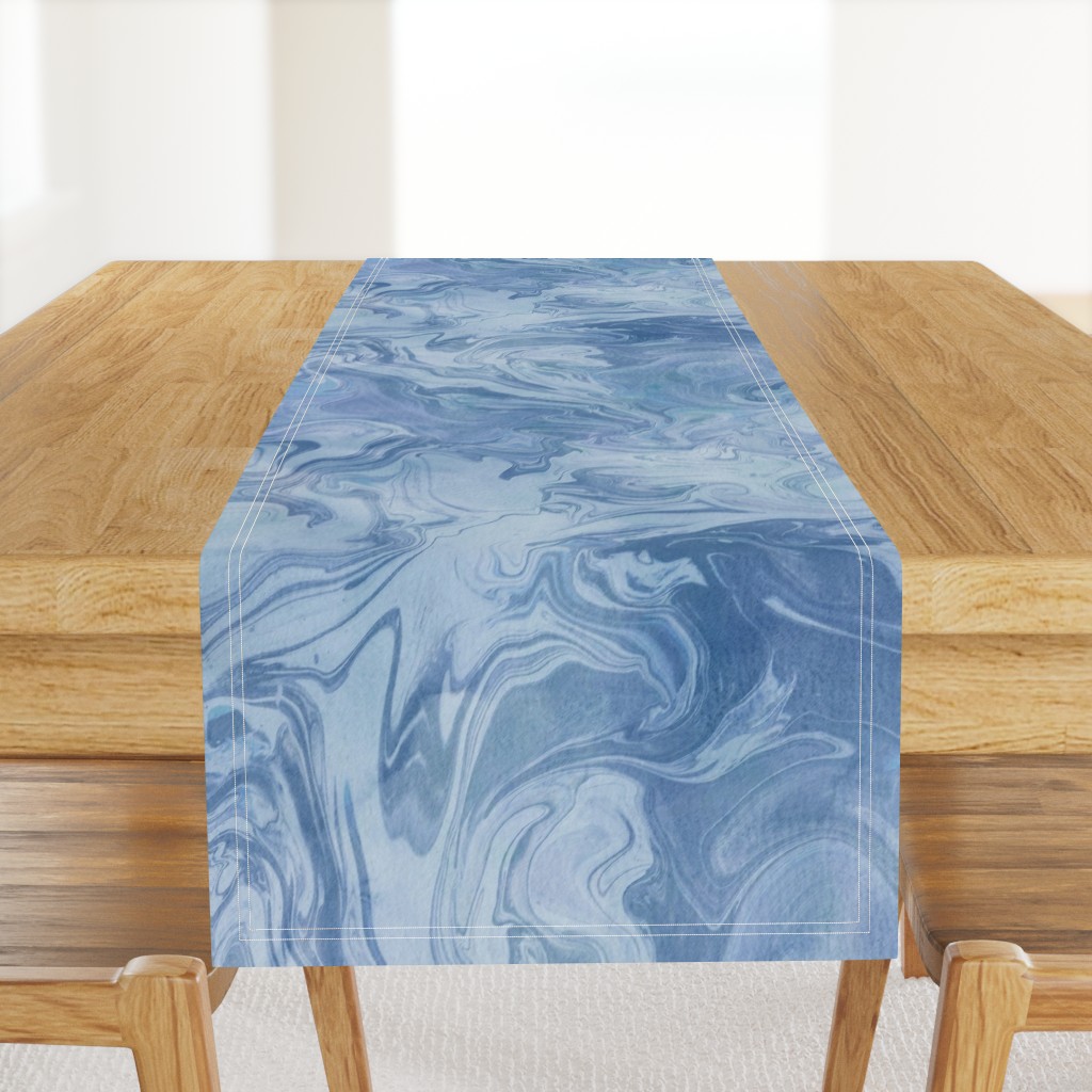 Cool blue marbling Number 1 - large scale