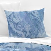 Cool blue marbling Number 1 - large scale