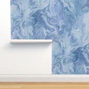 Cool blue marbling Number 1 - large scale