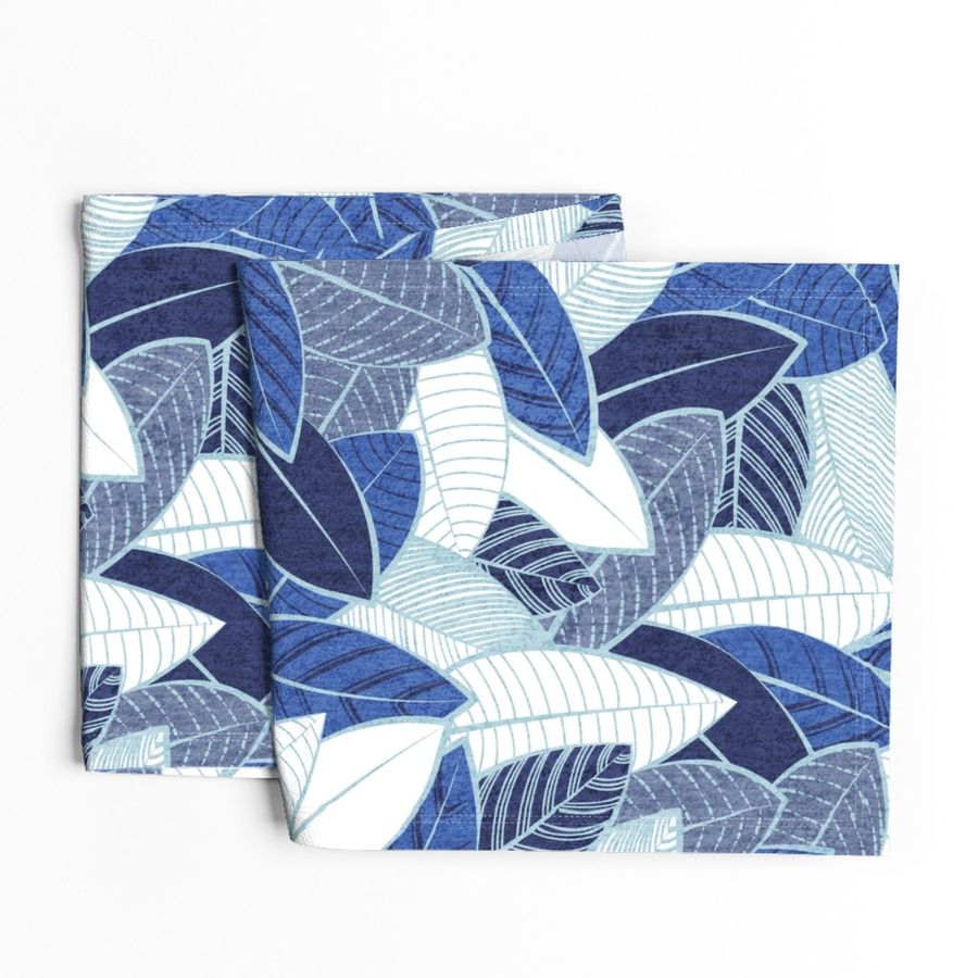 Normal scale // Leaf wall // navy royal and pale blue leaves pastel blue lines