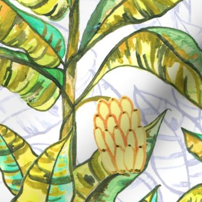 Golden Gouache Banana Trees (Large Version)