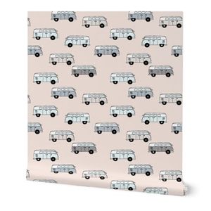 Camper Van Throw Blanket - Summer Camper Van by littlesmilemakers - Classic fashion Car Summer Vacation Throw Blanket with Spoonflower Fabric