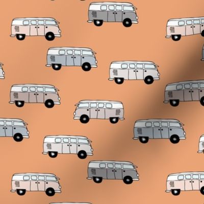 Happy camper van summer vacation travels boho vehicles hippies design kids neutral nursery sand beige tangerine