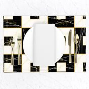 Faux Re Mi: Black & Cream Stone Tiles, Marble Tile, Art Deco 