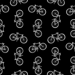 Scattered Bicycles Print on Black