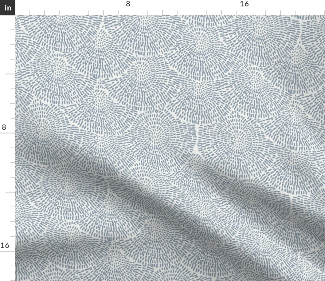 handdrawn scallop fabric - coordinate fabric, muted nursery fabric -sfx4013 denim