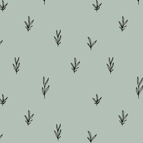 Little boho garden minimal delicate branch grass spring summer Scandinavian neutral nursery sage green black