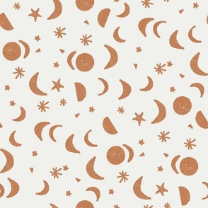 moon and stars nursery fabric -  sfx1346 caramel