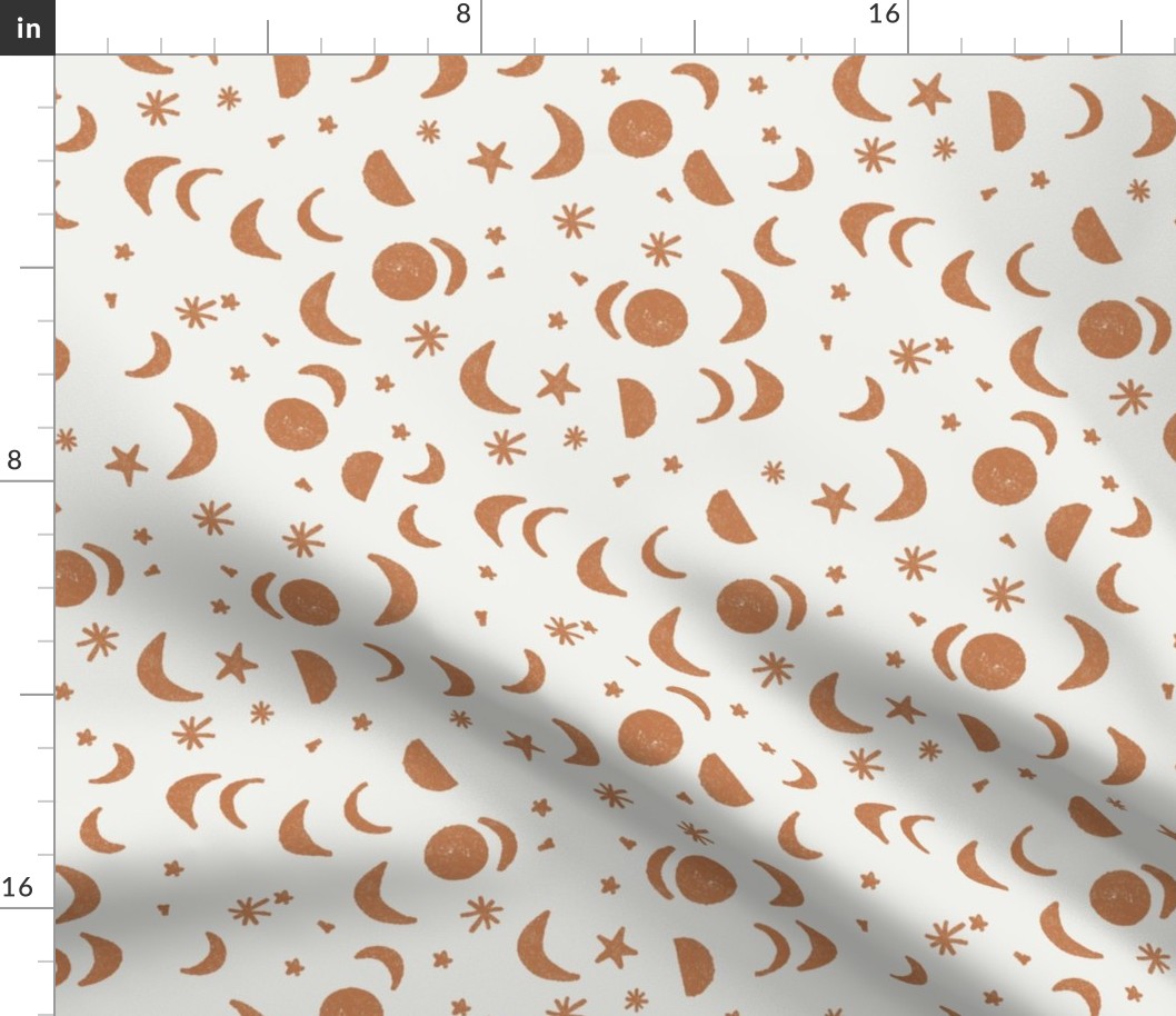 moon and stars nursery fabric -  sfx1346 caramel