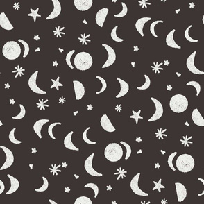 moon and stars nursery fabric -  sfx1111 coffee