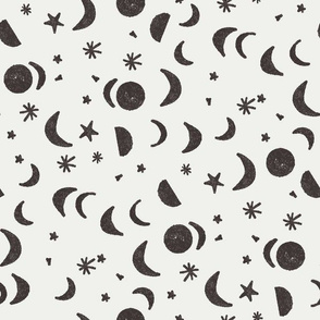 moon and stars nursery fabric - sfx1111 coffee