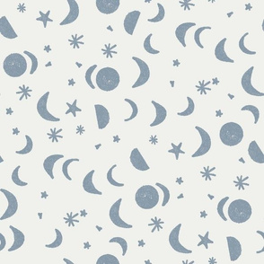 moon and stars nursery fabric - sfx4013 denim