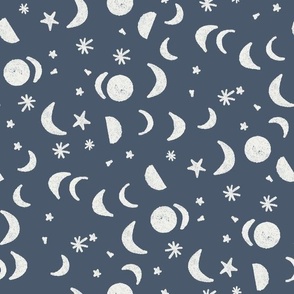 moon and stars nursery fabric - sfx3928 indigo