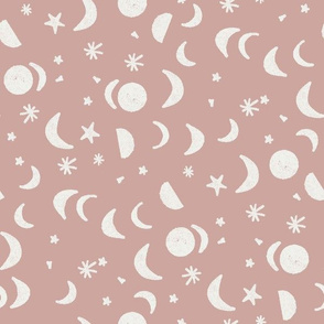 moon and stars nursery fabric - sfx1512 rose
