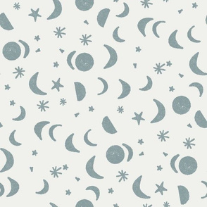 moon and stars nursery fabric - slate sfx4408