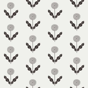 dandelion fabric - minimal floral meadow fabric - sfx1111 coffee
