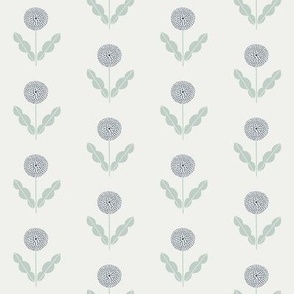 dandelion fabric - minimal floral meadow fabric - sfx3928 sfx6205 indigo milky green