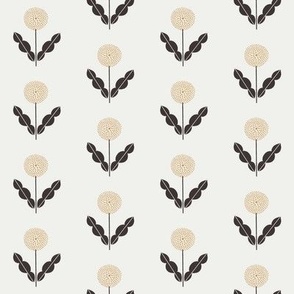 dandelion fabric - minimal floral meadow fabric - sfx1144, sfx1111 oak leaf coffee