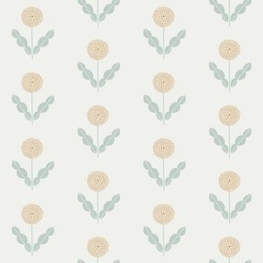 dandelion fabric - minimal floral meadow fabric - sfx1144, sfx6205, oak leaf milky green