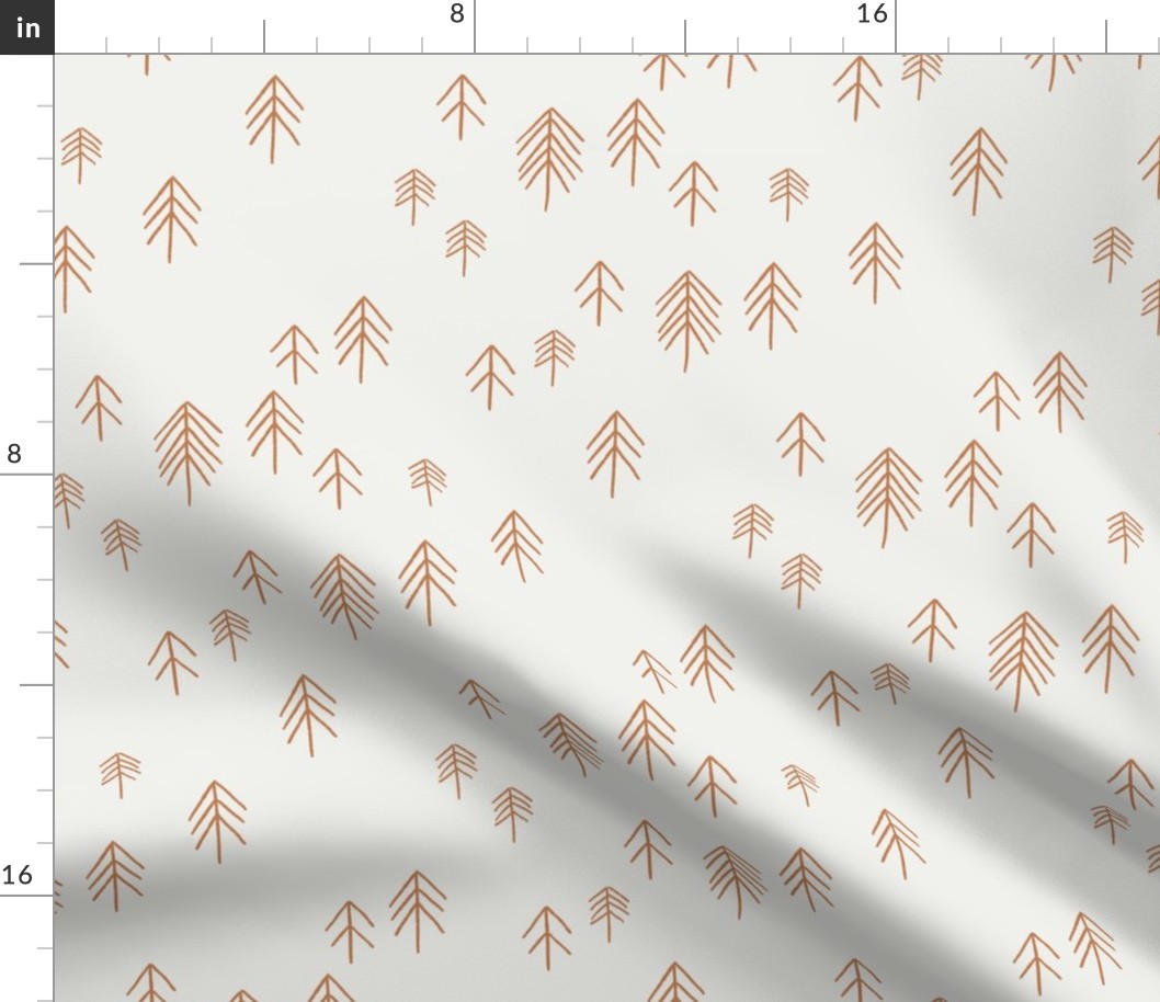 pinetree fabric - minimal tree fabric, forest woodland nursery fabric - sfx1346 caramel