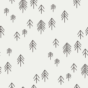 pinetree fabric - minimal tree fabric, forest woodland nursery fabric - sfx1111 coffee