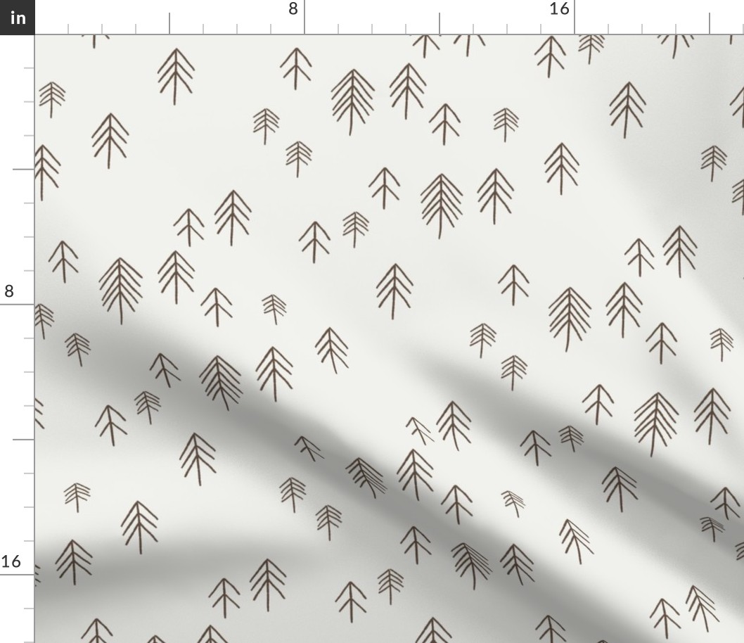 pinetree fabric - minimal tree fabric, forest woodland nursery fabric - sfx1027 pinecone