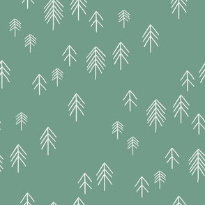 pinetree fabric - minimal tree fabric, forest woodland nursery fabric - sfx0315 rainforest 