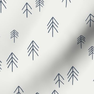 pinetree fabric - minimal tree fabric, forest woodland nursery fabric - sfx3928 indigo