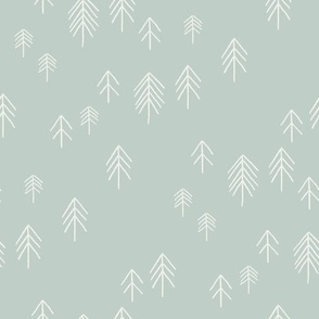 pinetree fabric - minimal tree fabric, forest woodland nursery fabric - sfx6205 milky green