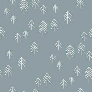pinetree fabric - minimal tree fabric, forest woodland nursery fabric - sfx4408 slate