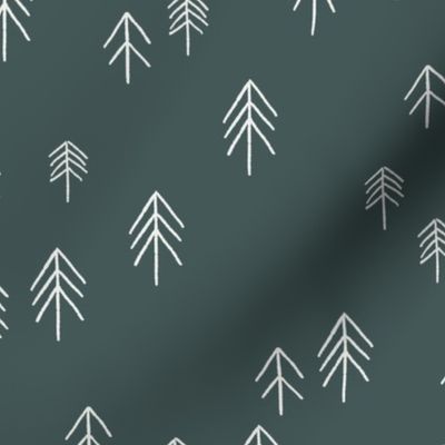pinetree fabric - minimal tree fabric, forest woodland nursery fabric - sfx5914 spruce