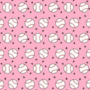 SMALL - baseball fabric // sports baseball american themed fabric - pink