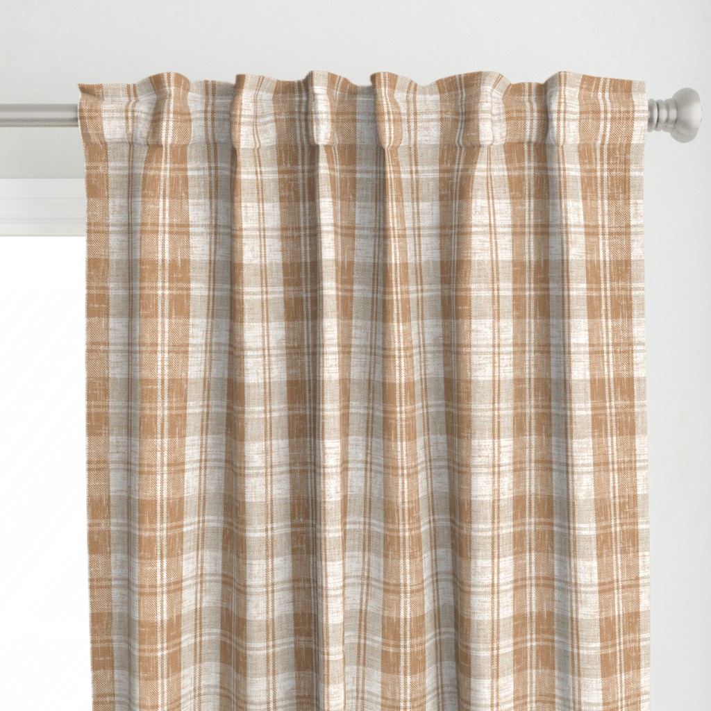 Rustic French Linen Woven Plaid Ivory Beige
